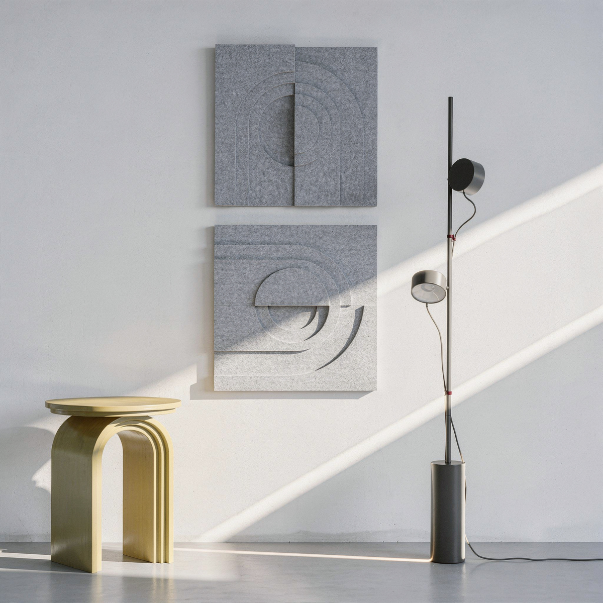 Solis Tile | color: Stone Grey; Frame Style: Set of 2