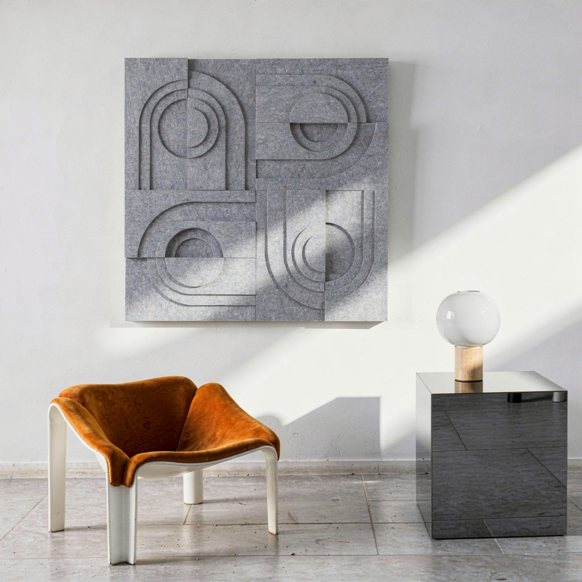 Solis Tile | color: Stone Grey; Frame Style: Set of 4
