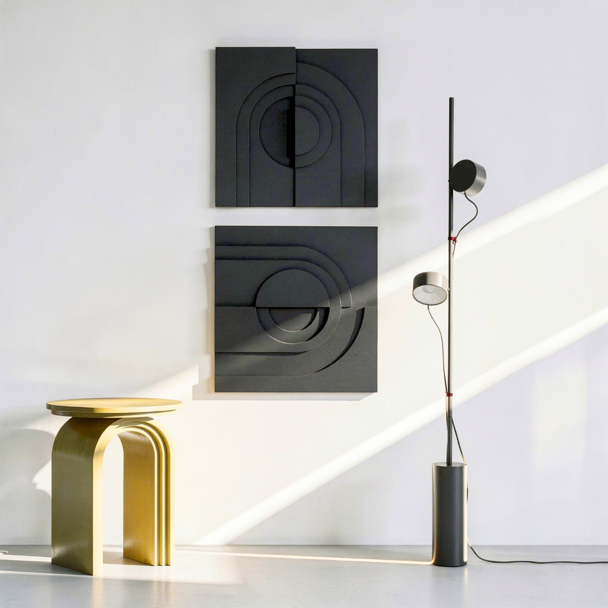 Solis Tile | color: Midnight Black; Frame Style: Set of 2