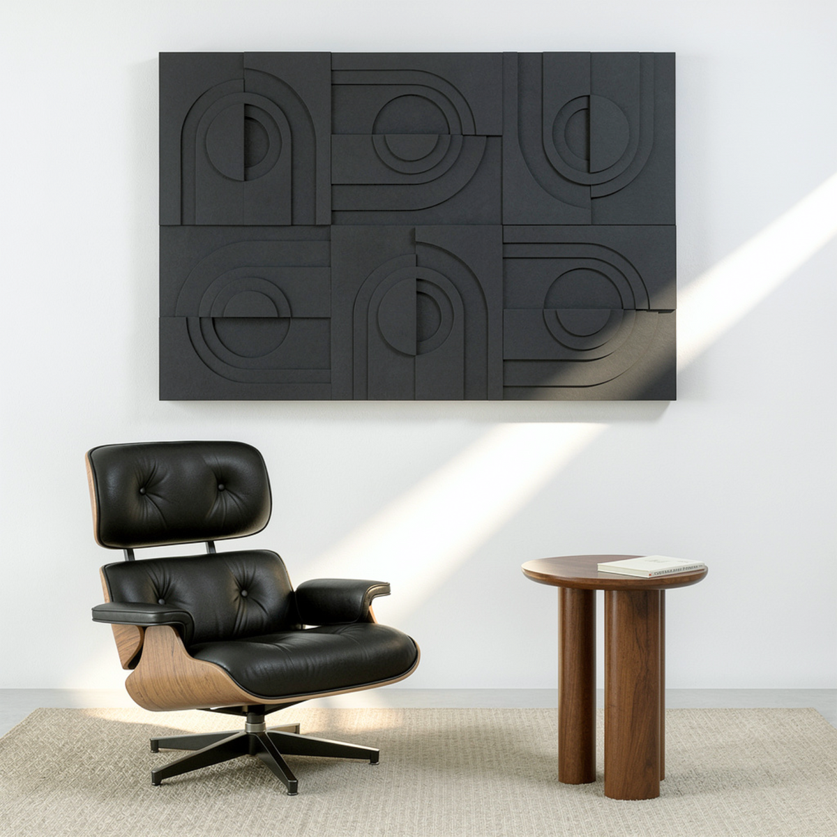 Solis Tile | color: Midnight Black; Frame Style: Set of 6