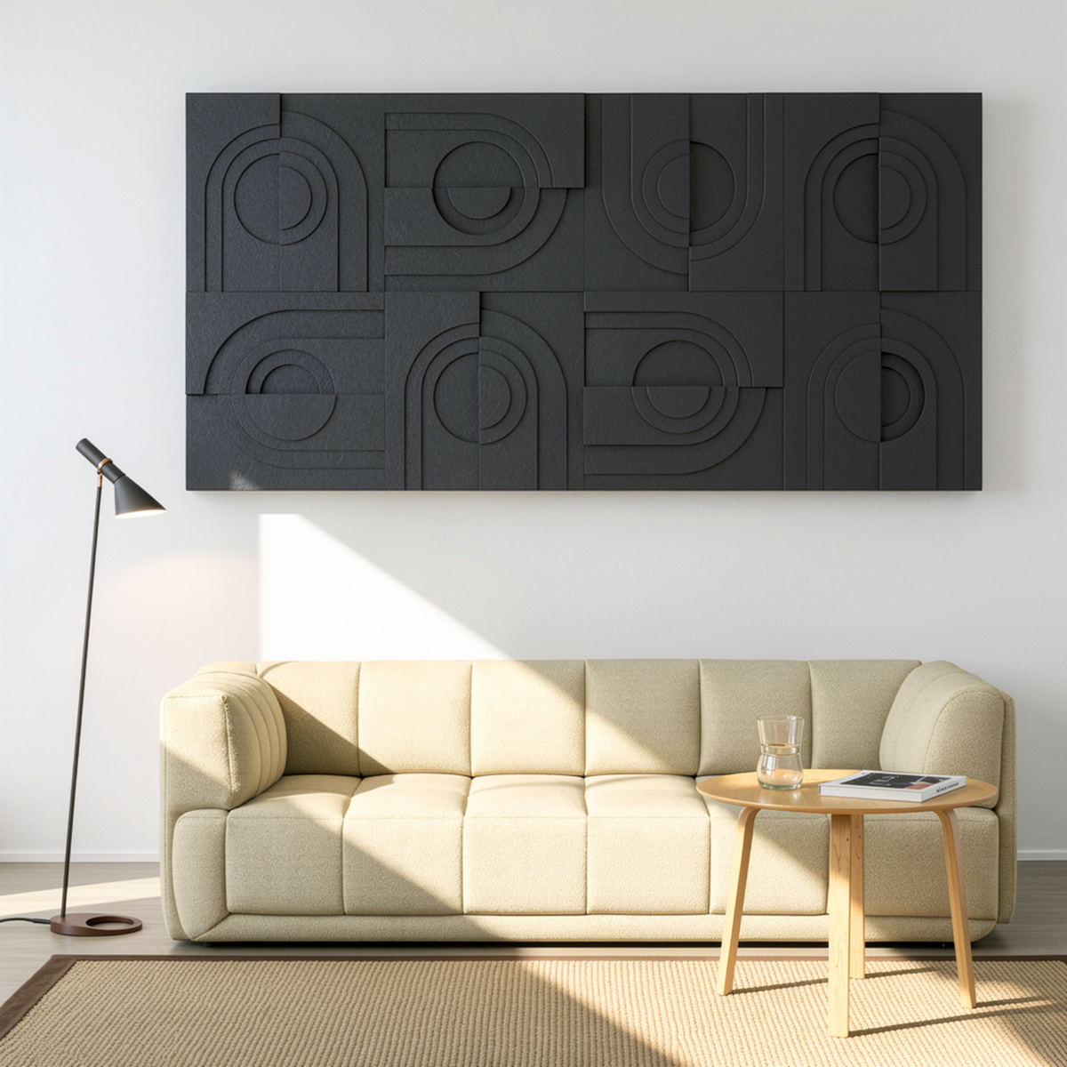 Solis Tile | color: Midnight Black; Frame Style: Set of 8