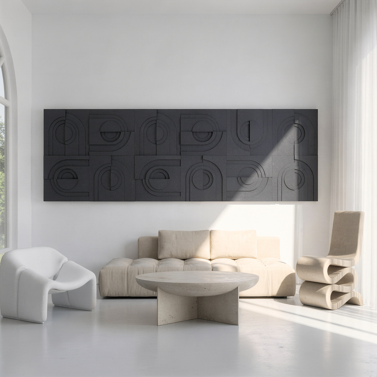 Solis Tile | color: Midnight Black; Frame Style: Set of 12