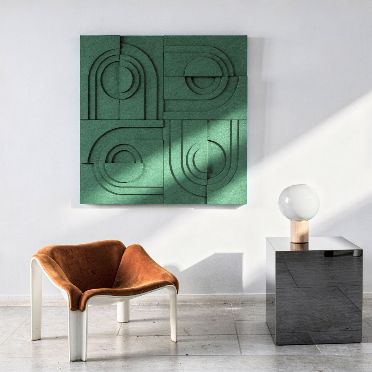 Solis Tile | color: Forest Green; Frame Style: Set of 4
