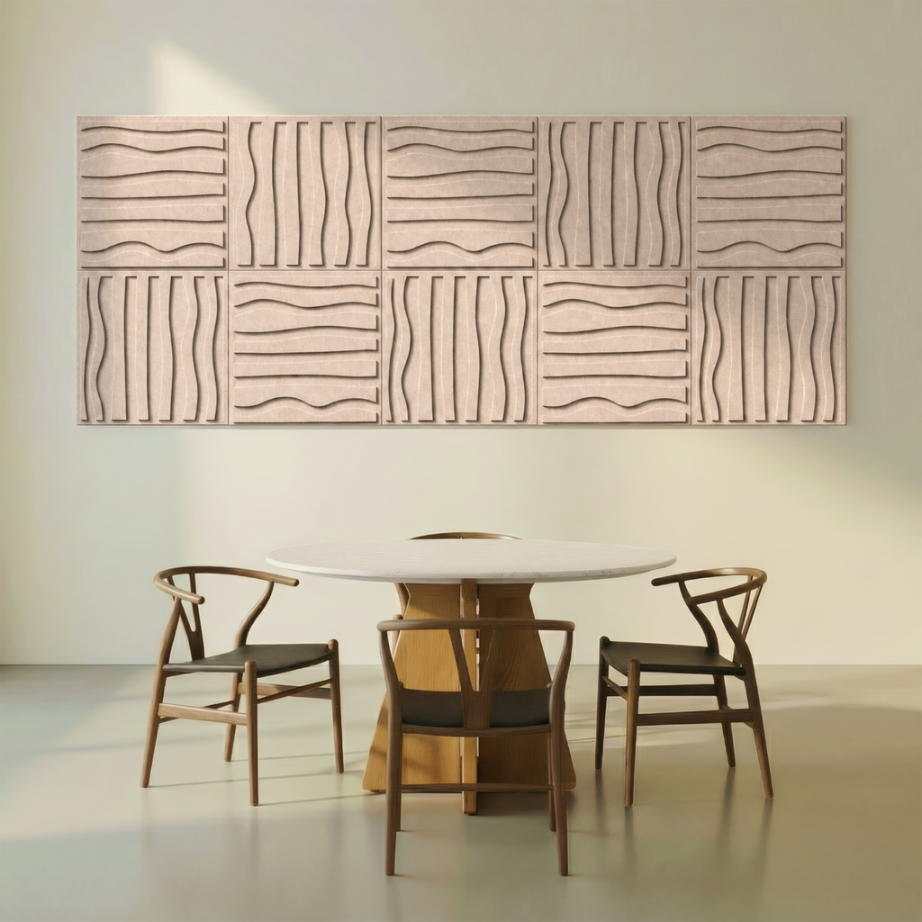 Stripe tile | color: Sahara Beige Frame style: set of 10