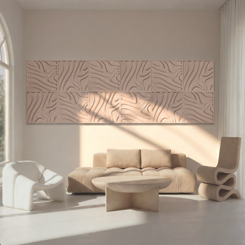 Swirl Tile | color: Sahara Beige; Frame style: set of 12