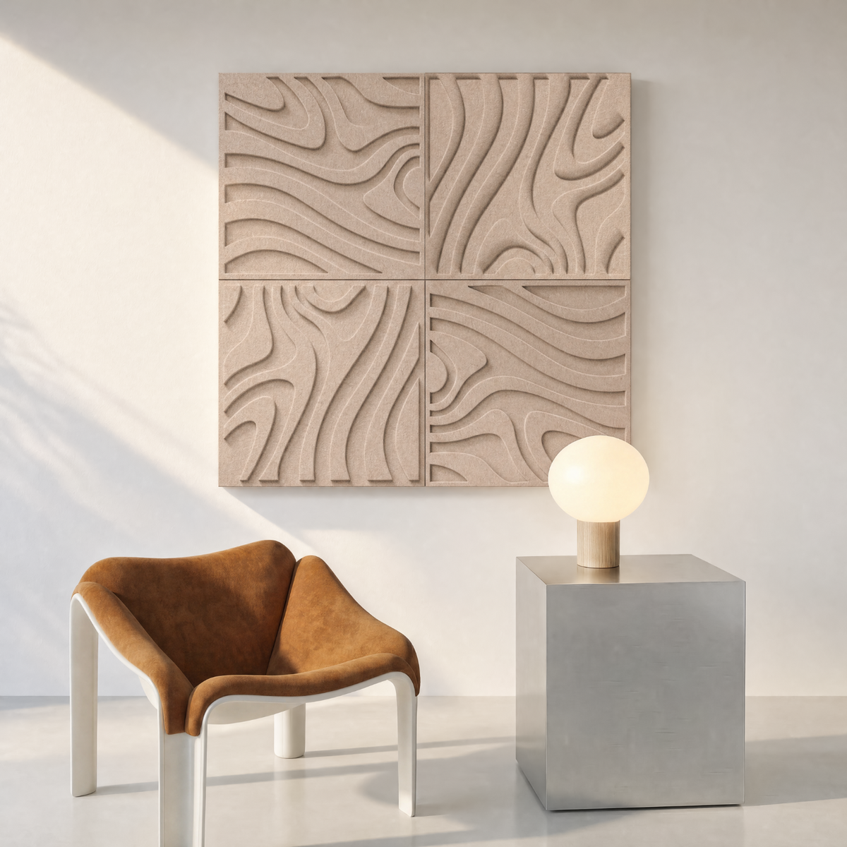 Swirl Tile | color: Sahara Beige; Frame style: set of 4