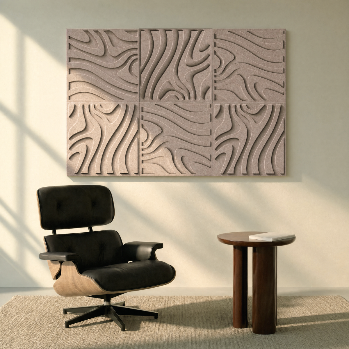 Swirl Tile | color: Sahara Beige; Frame style: set of 6