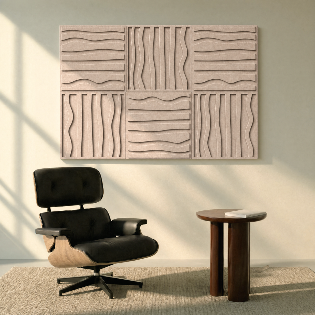 Stripe tile | color: Sahara Beige Frame style: set of 6
