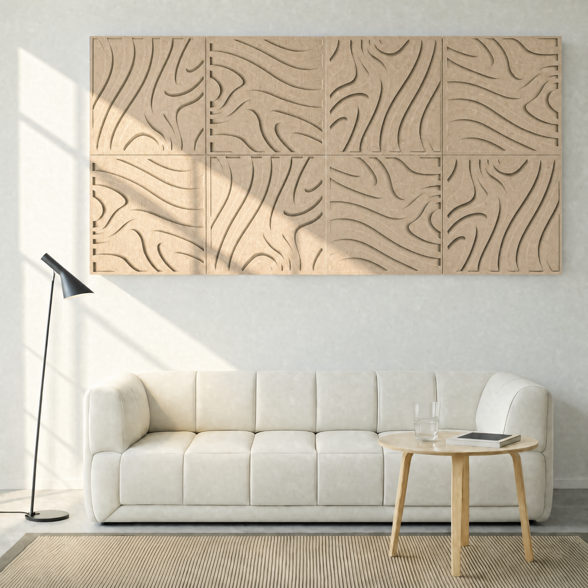 Swirl Tile | color: Sahara Beige; Frame style: set of 8