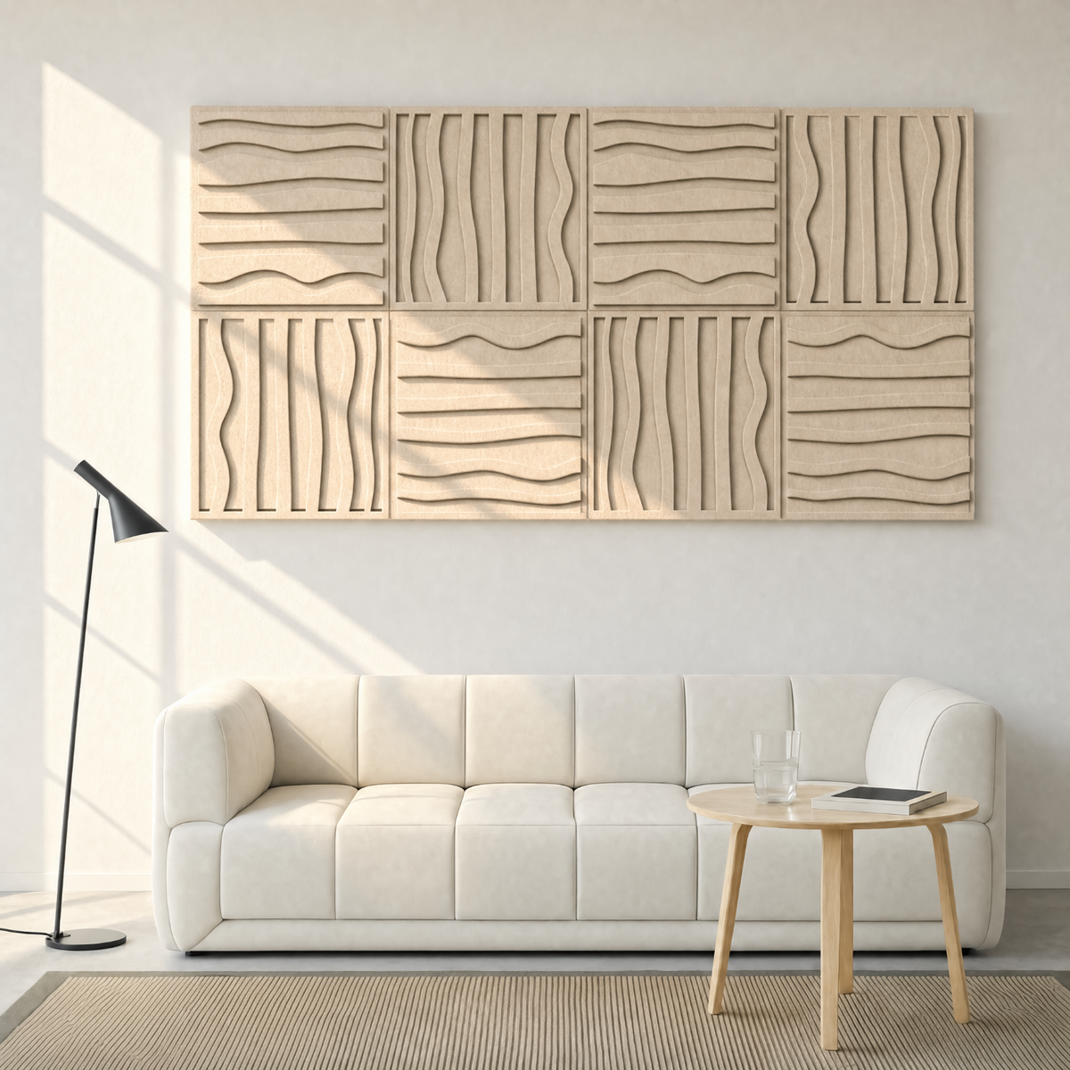 Stripe tile | color: Sahara Beige Frame style: set of 8