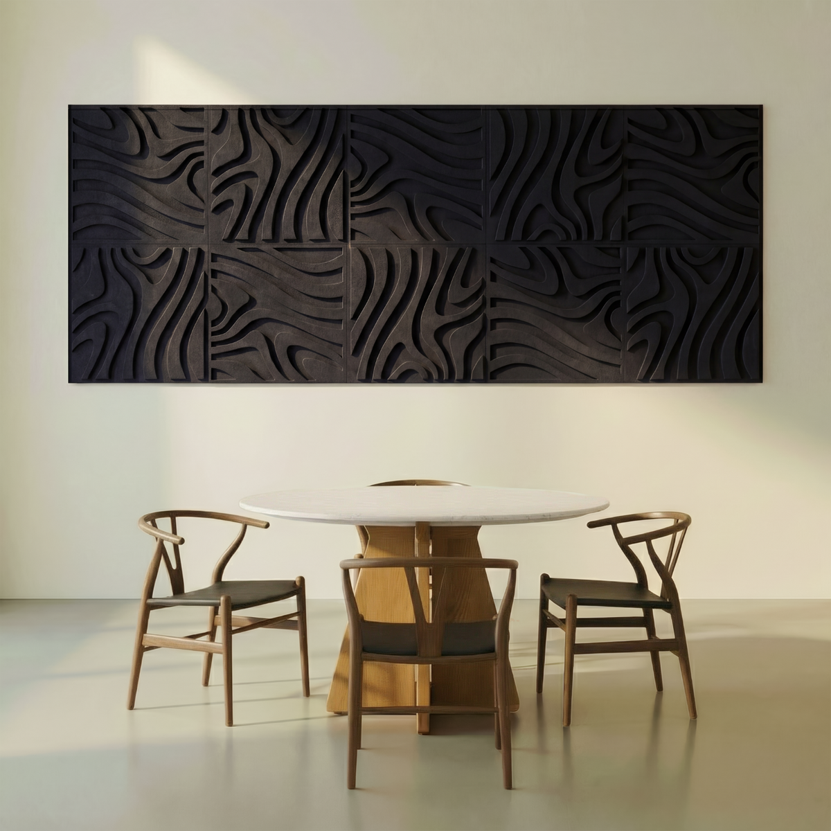 Swirl Tile | color: Midnight Black; Frame style: set of 10