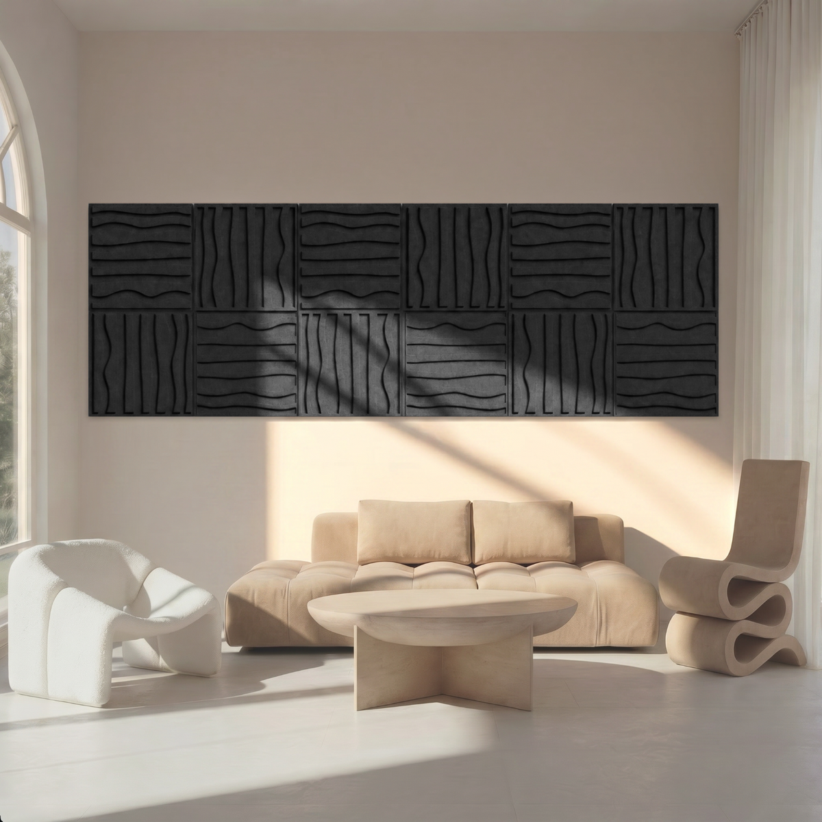 stripe tile | color: Midnight Black Frame style: set of 12