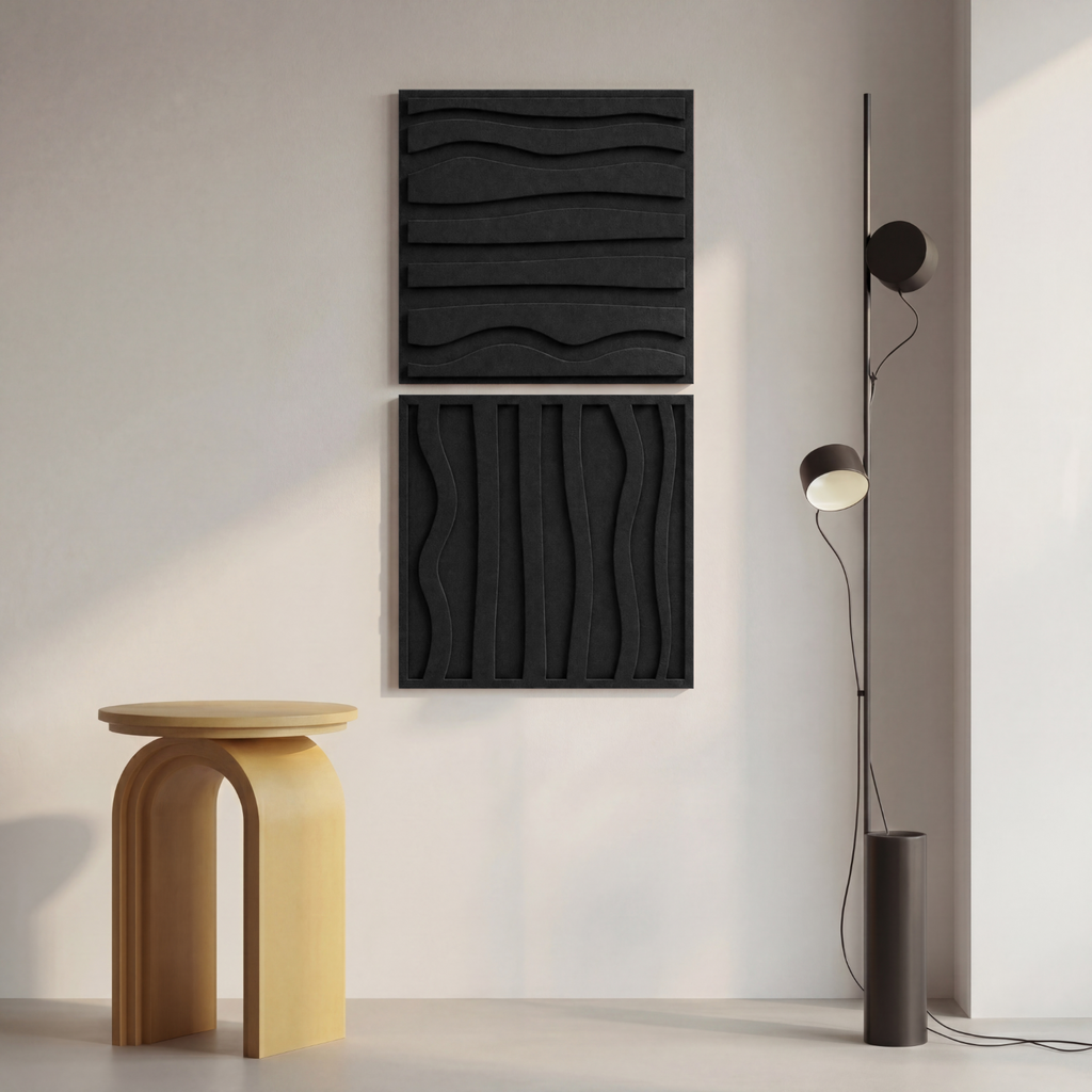 stripe tile | color: Midnight Black Frame style: set of 2