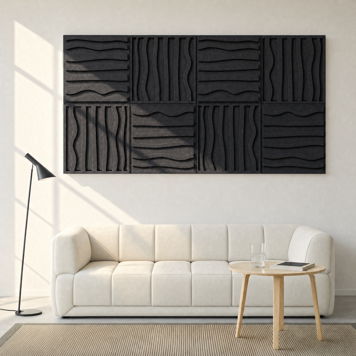 stripe tile | color: Midnight Black Frame style: set of 8