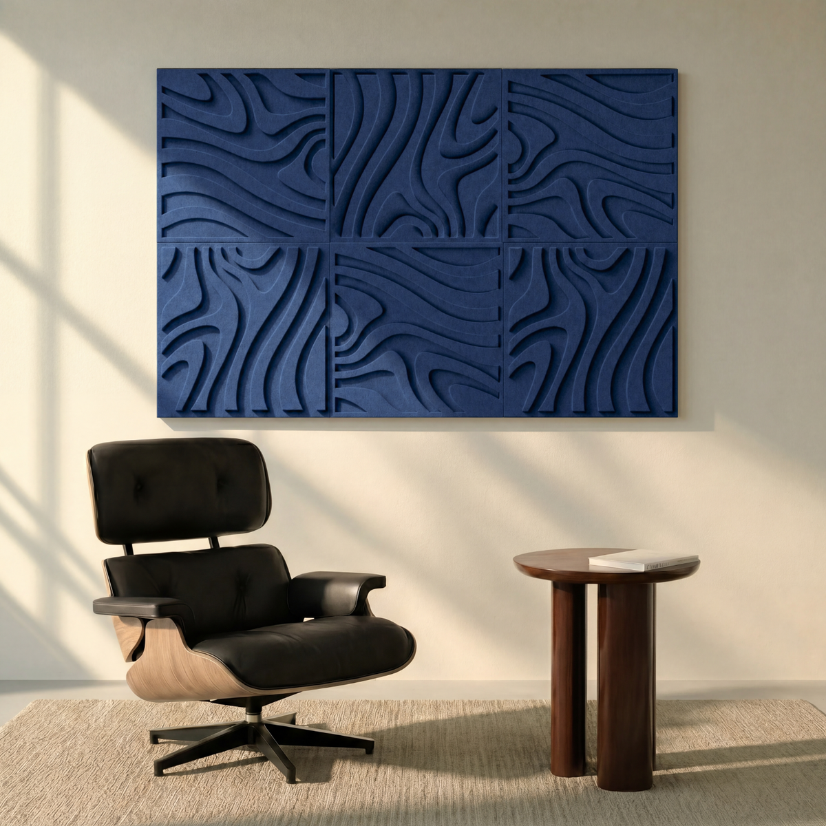Swirl Tile | color: Ocean Blue; Frame style: set of 6