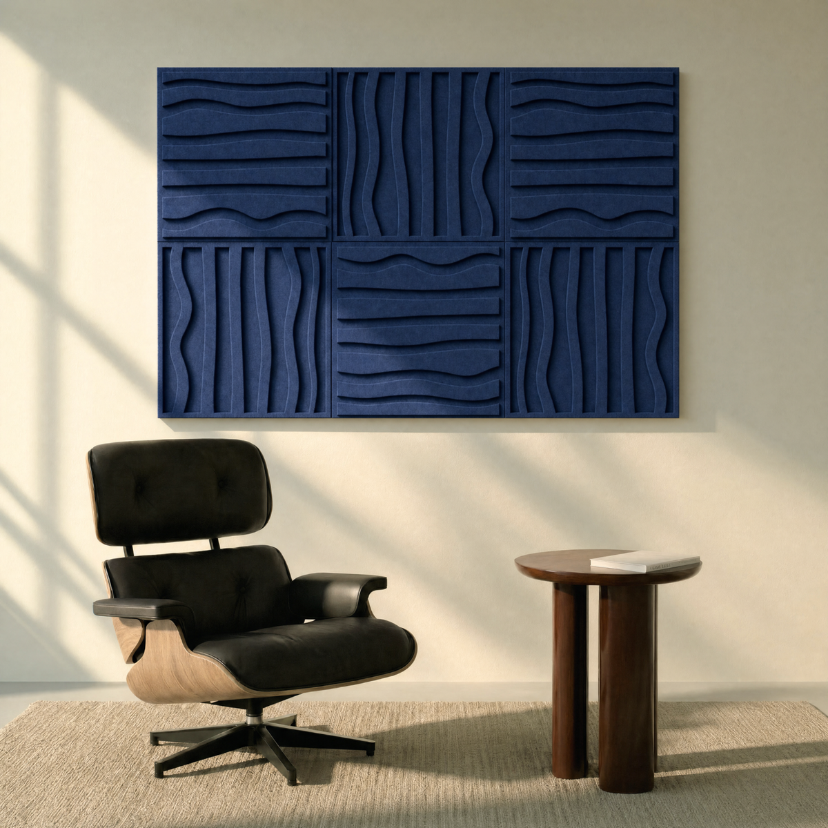 Stripe tile | color: Ocean Blue Frame style: set of 6