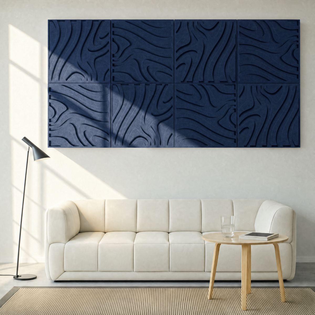 Swirl Tile | color: Ocean Blue; Frame style: set of 8