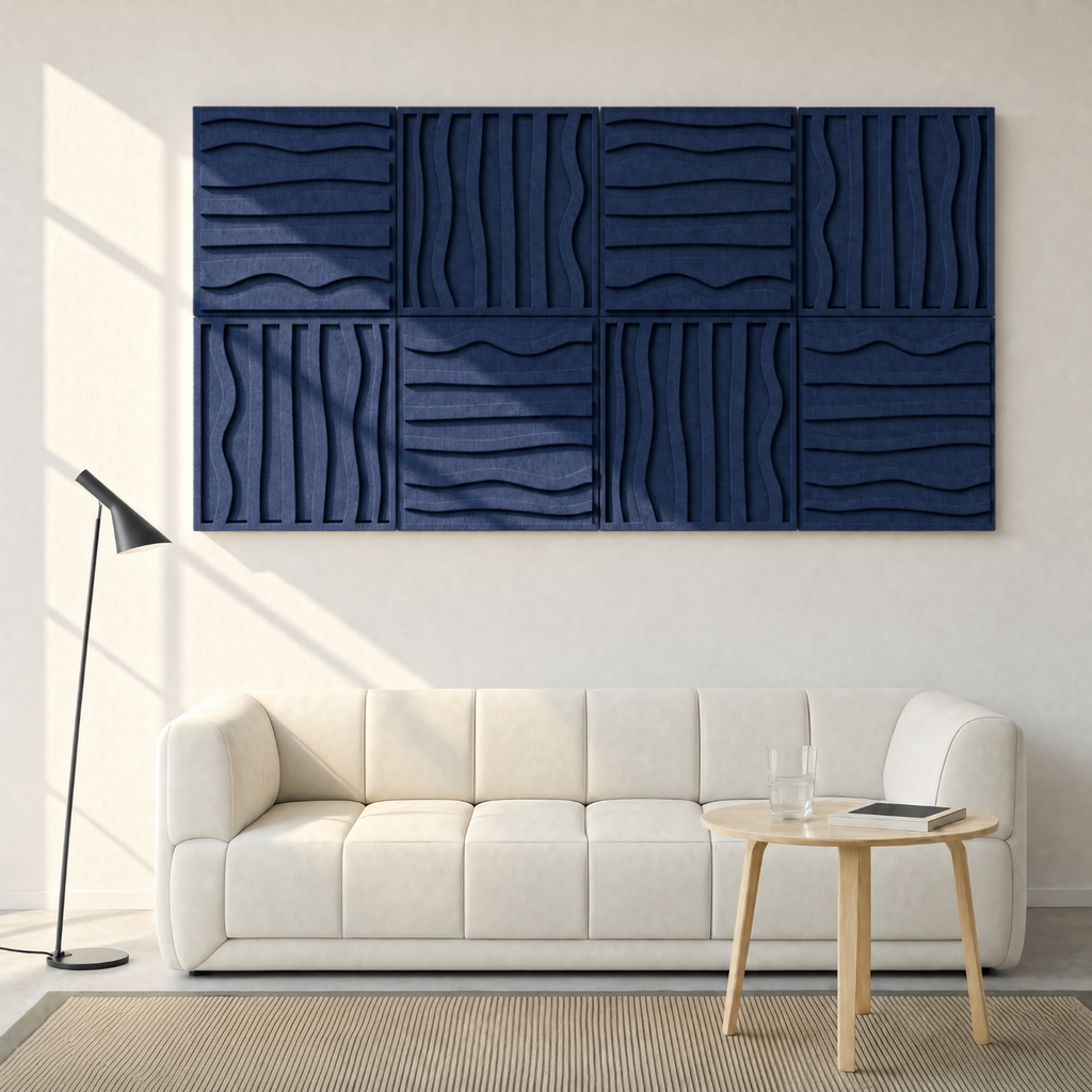 Stripe tile | color: Ocean Blue Frame style: set of 8