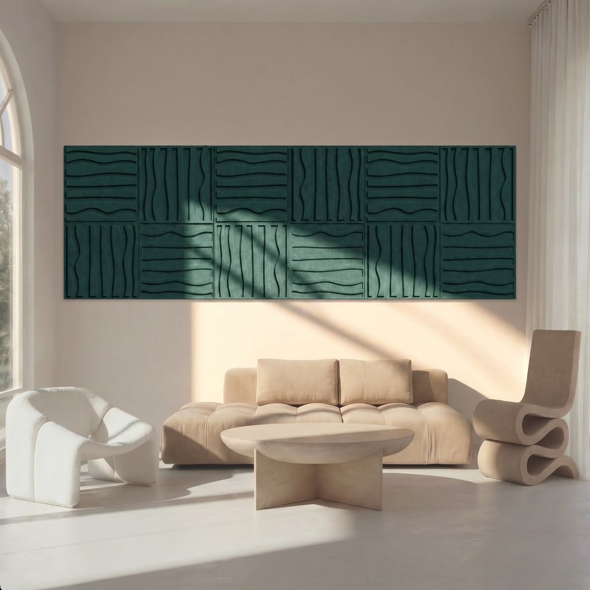 Stripe tile | color: Forest Green Frame style: set of 12