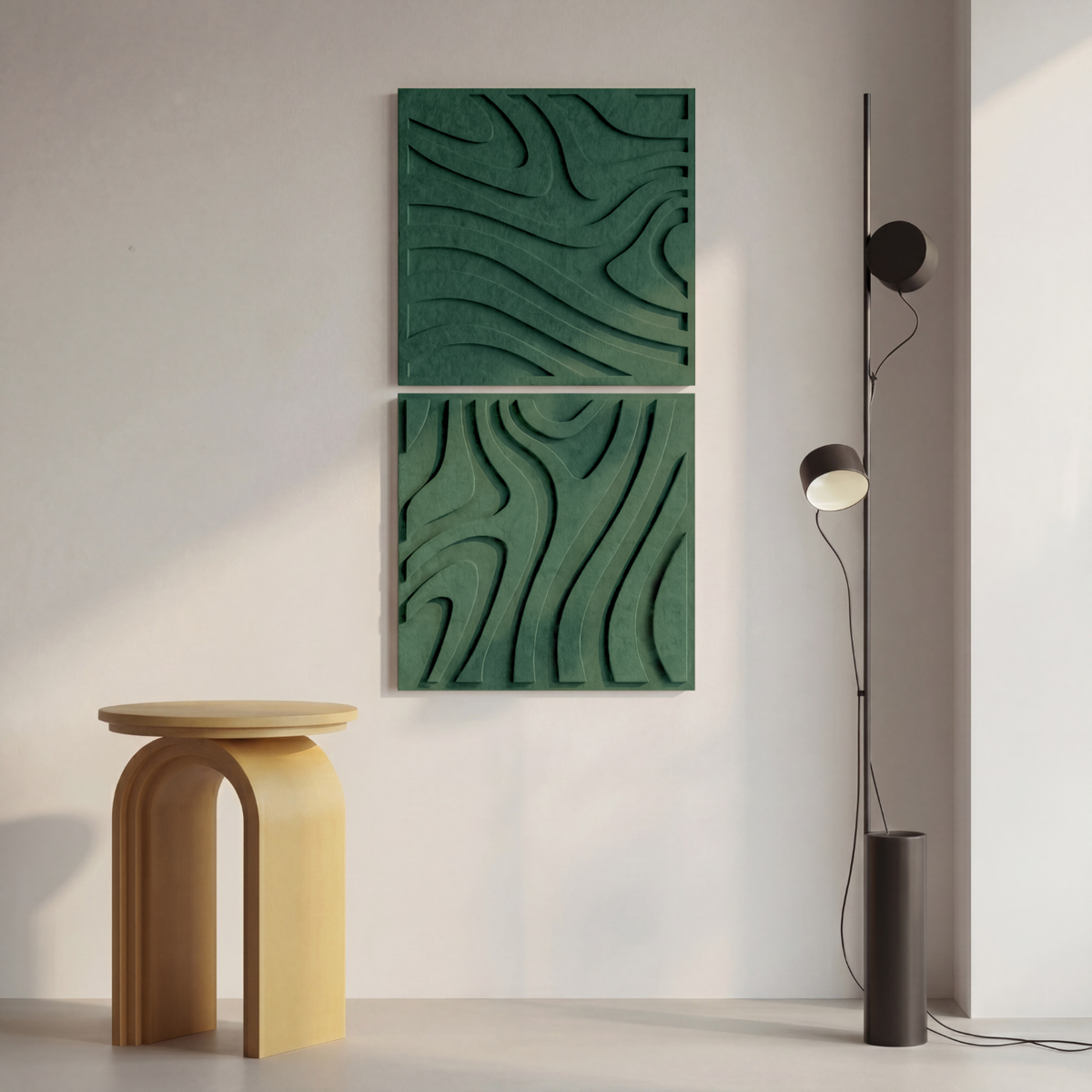 Swirl Tile | color: Forest Green; Frame style: set of 2