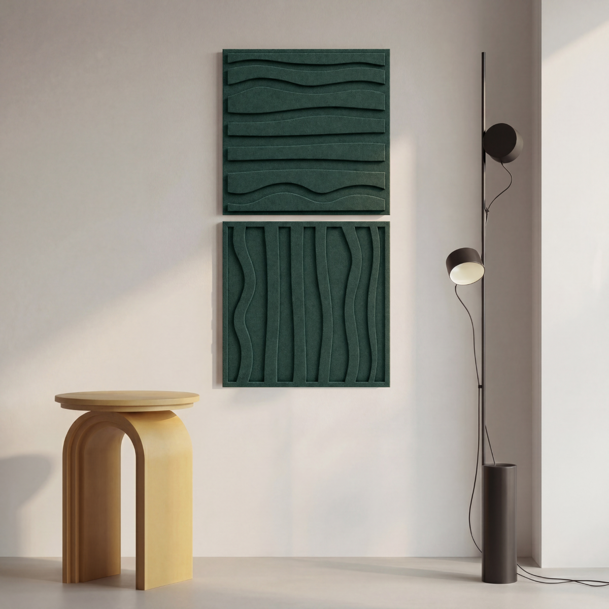 Stripe tile | color: Forest Green Frame style: set of 2