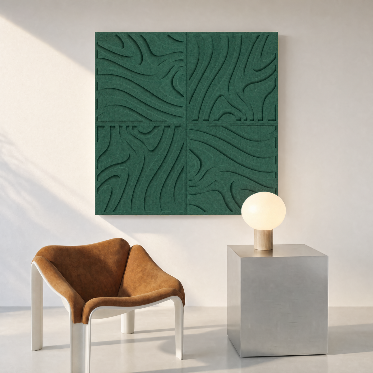 Swirl Tile | color: Forest Green; Frame style: set of 4