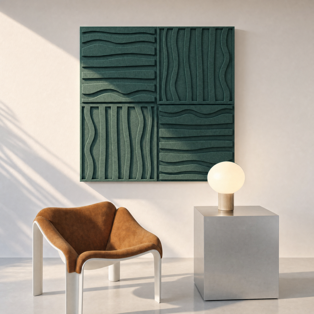 Stripe tile | color: Forest Green Frame style: set of 4