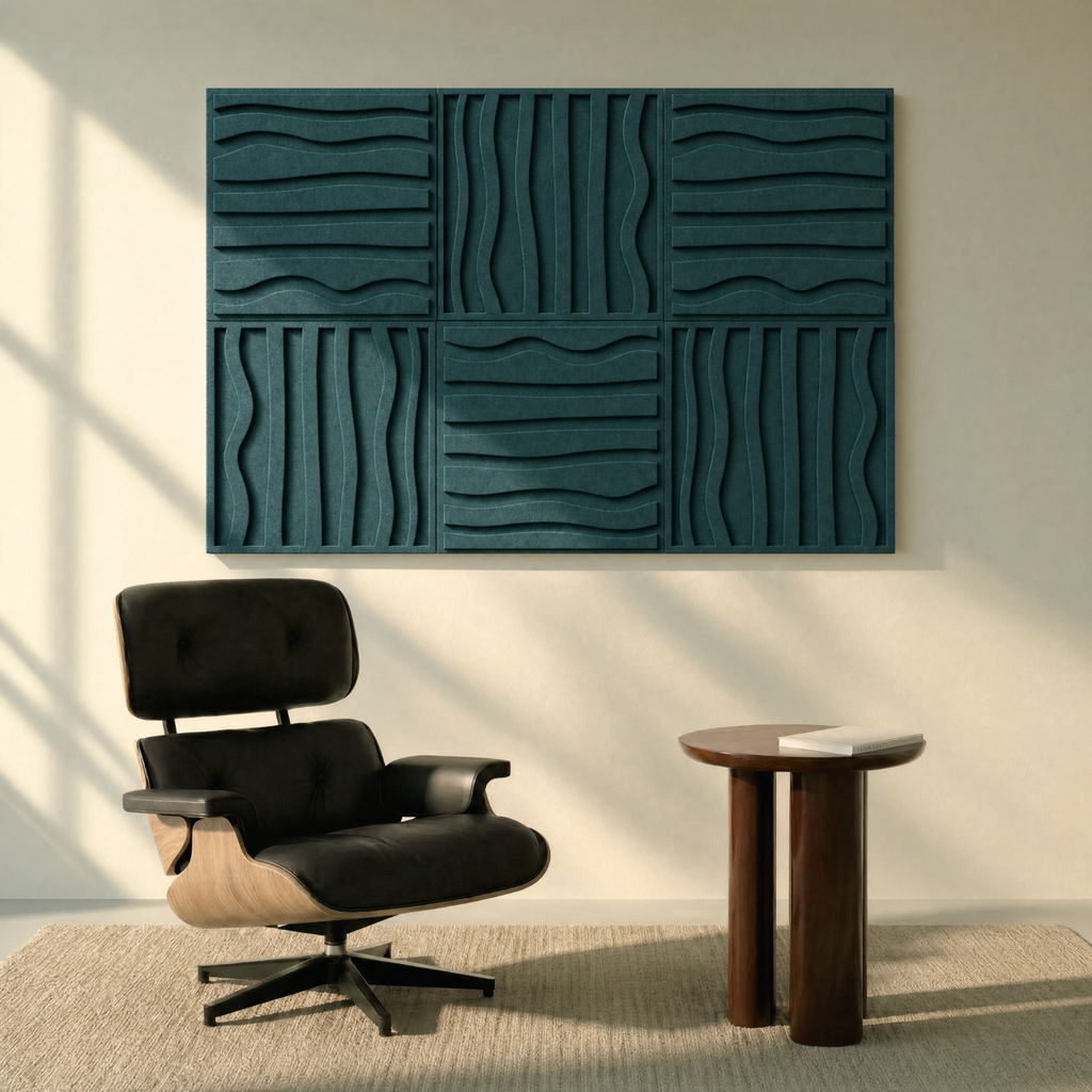 Stripe tile | color: Forest Green Frame style: set of 6