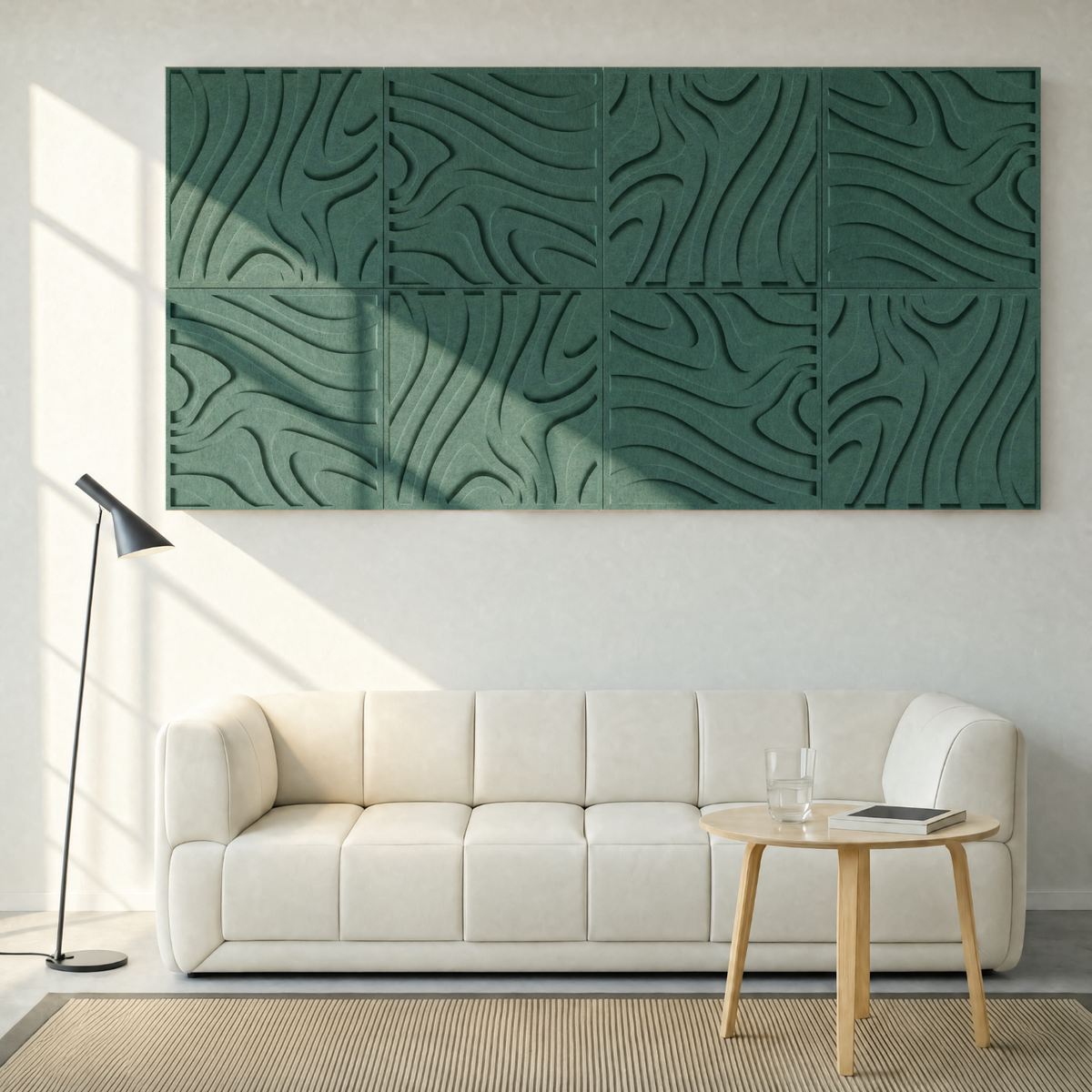 Swirl Tile | color: Forest Green; Frame style: set of 8