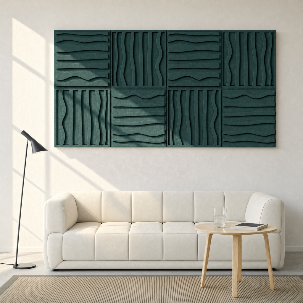 Stripe tile | color: Forest Green Frame style: set of 8