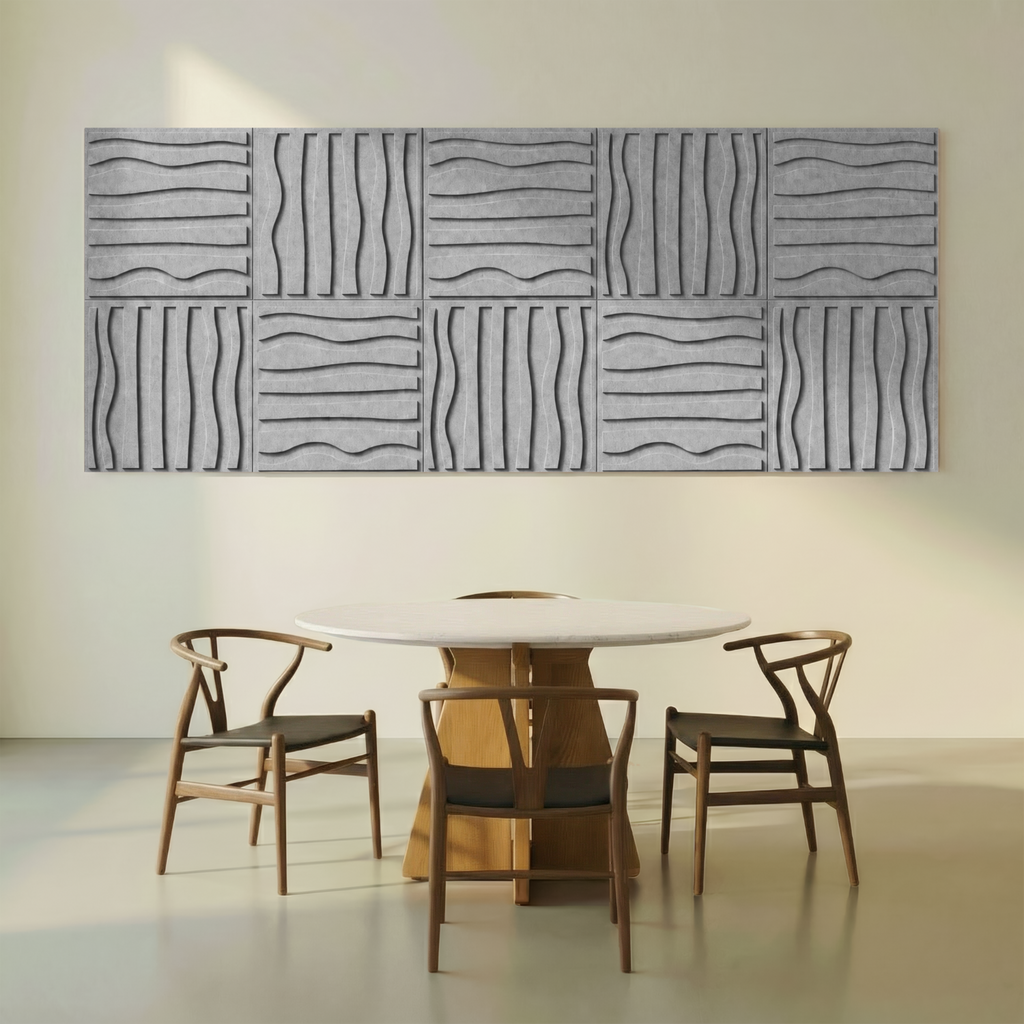 Stripe tile | color: Stone Grey; Frame style: set of 10