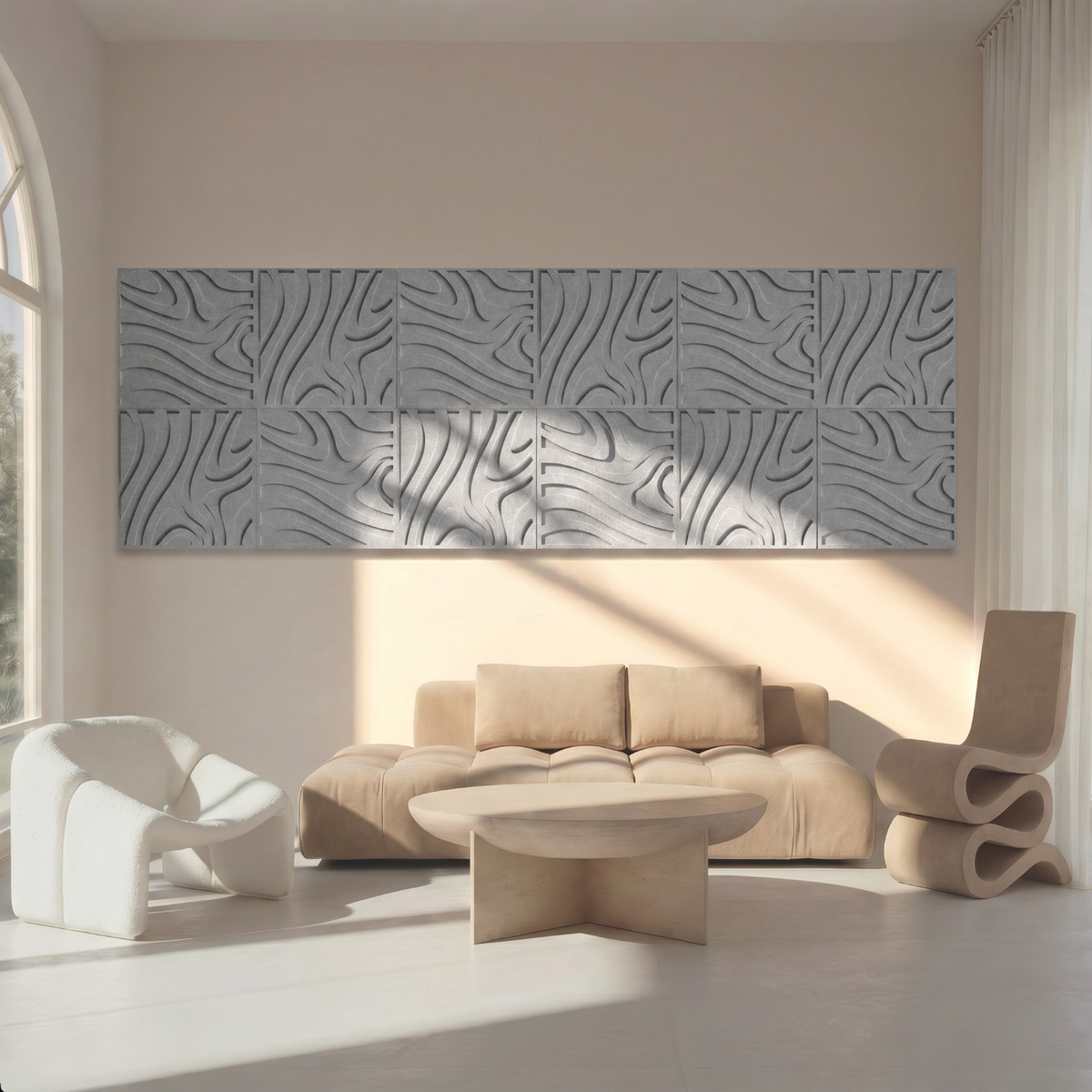 Swirl Tile | color: Stone Grey; Frame style: set of 12