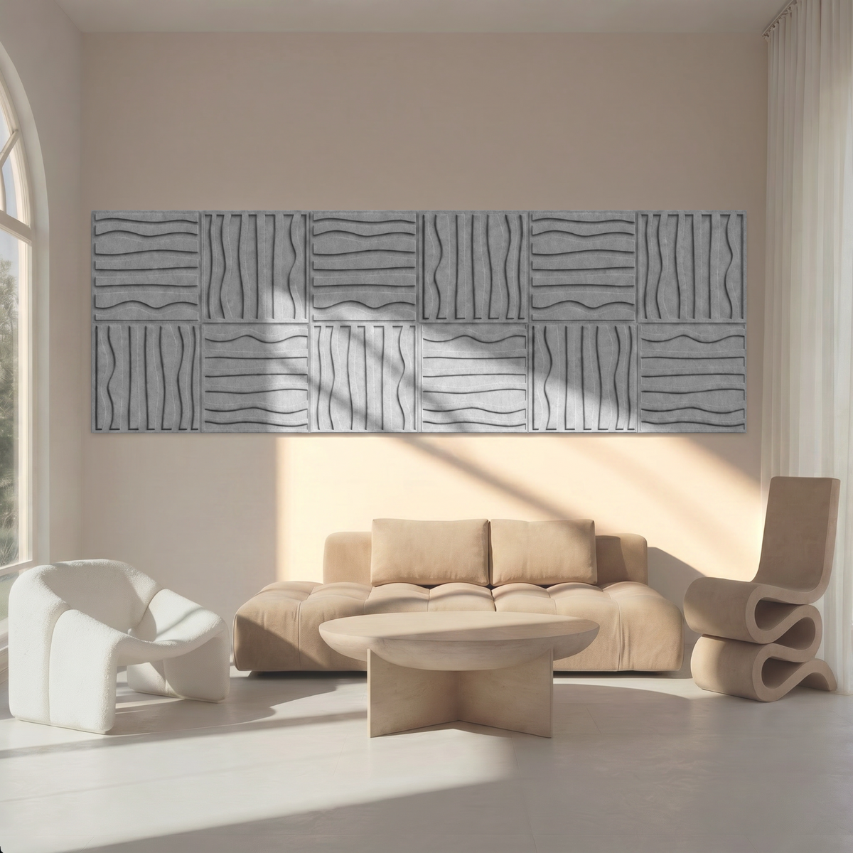 Stripe tile | color: Stone Grey; Frame style: set of 12