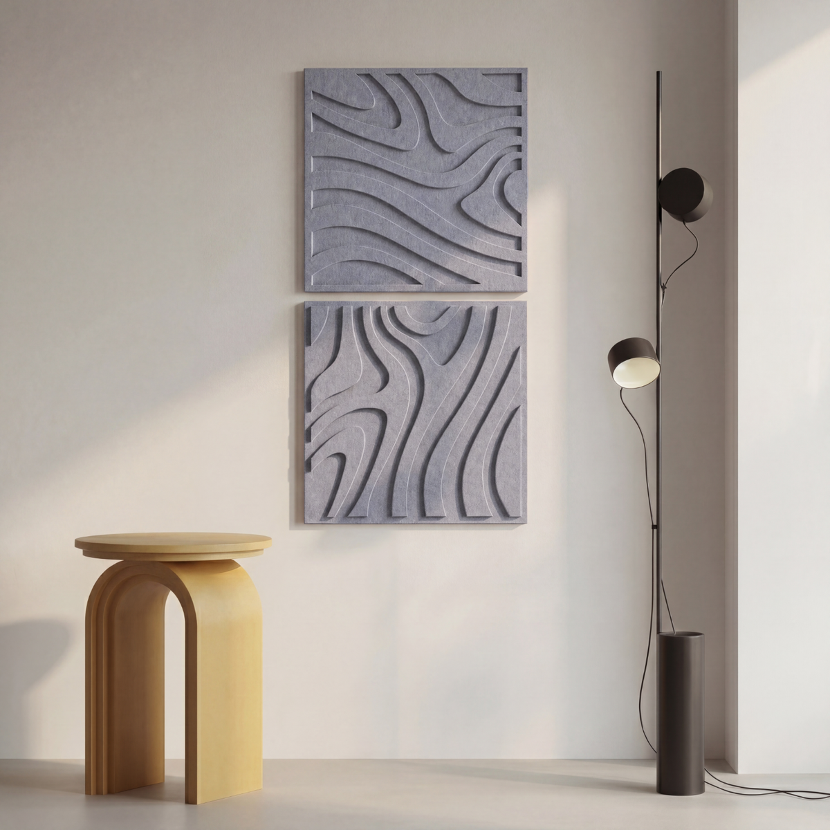 Swirl Tile | color: Stone Grey; Frame style: set of 2