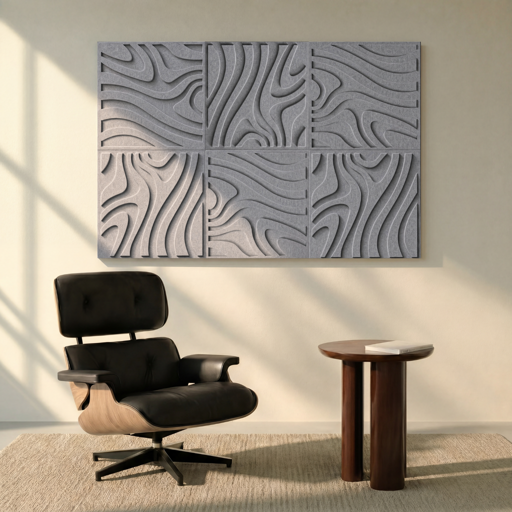 Swirl Tile | color: Stone Grey; Frame style: set of 6