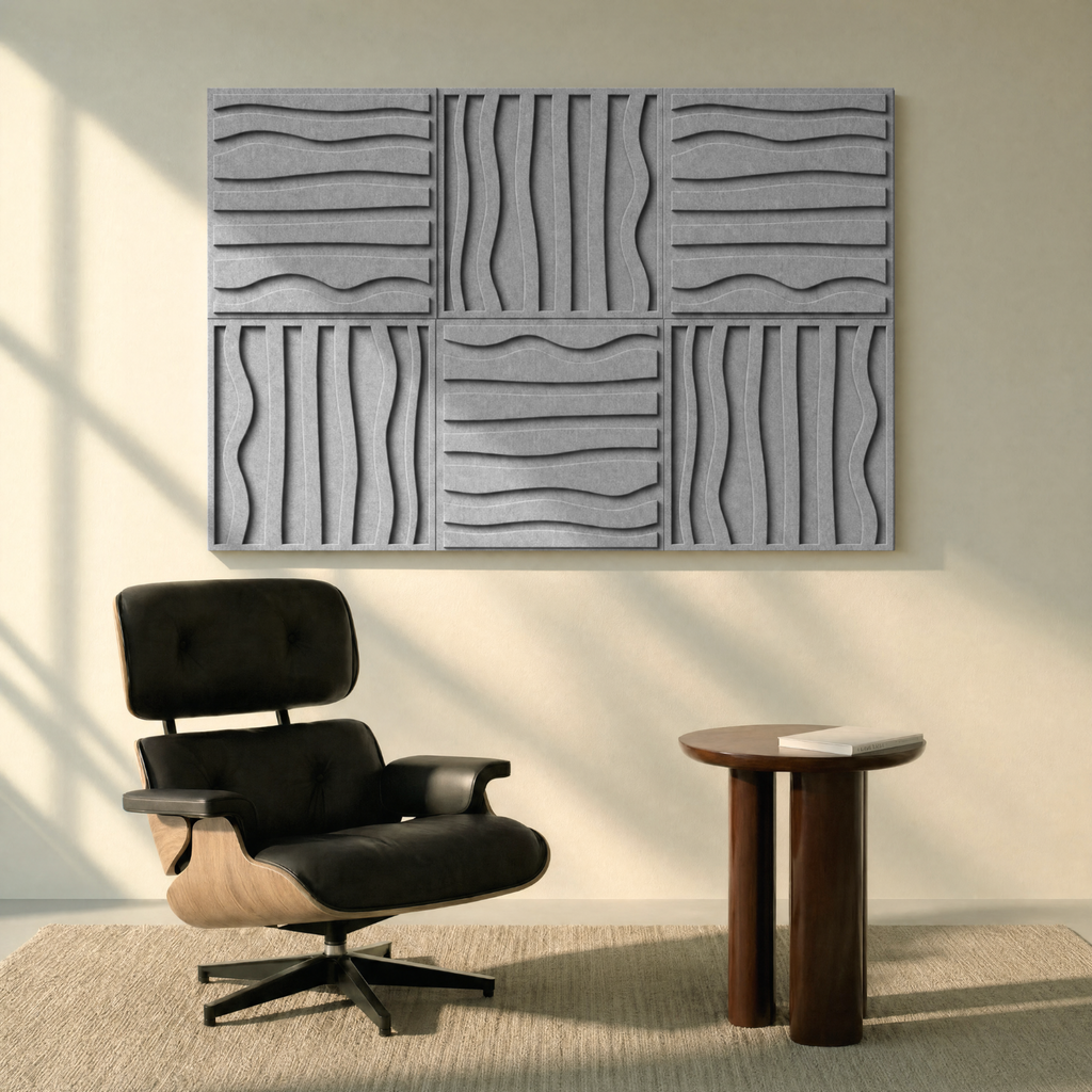 Stripe tile | color: Stone Grey; Frame style: set of 6