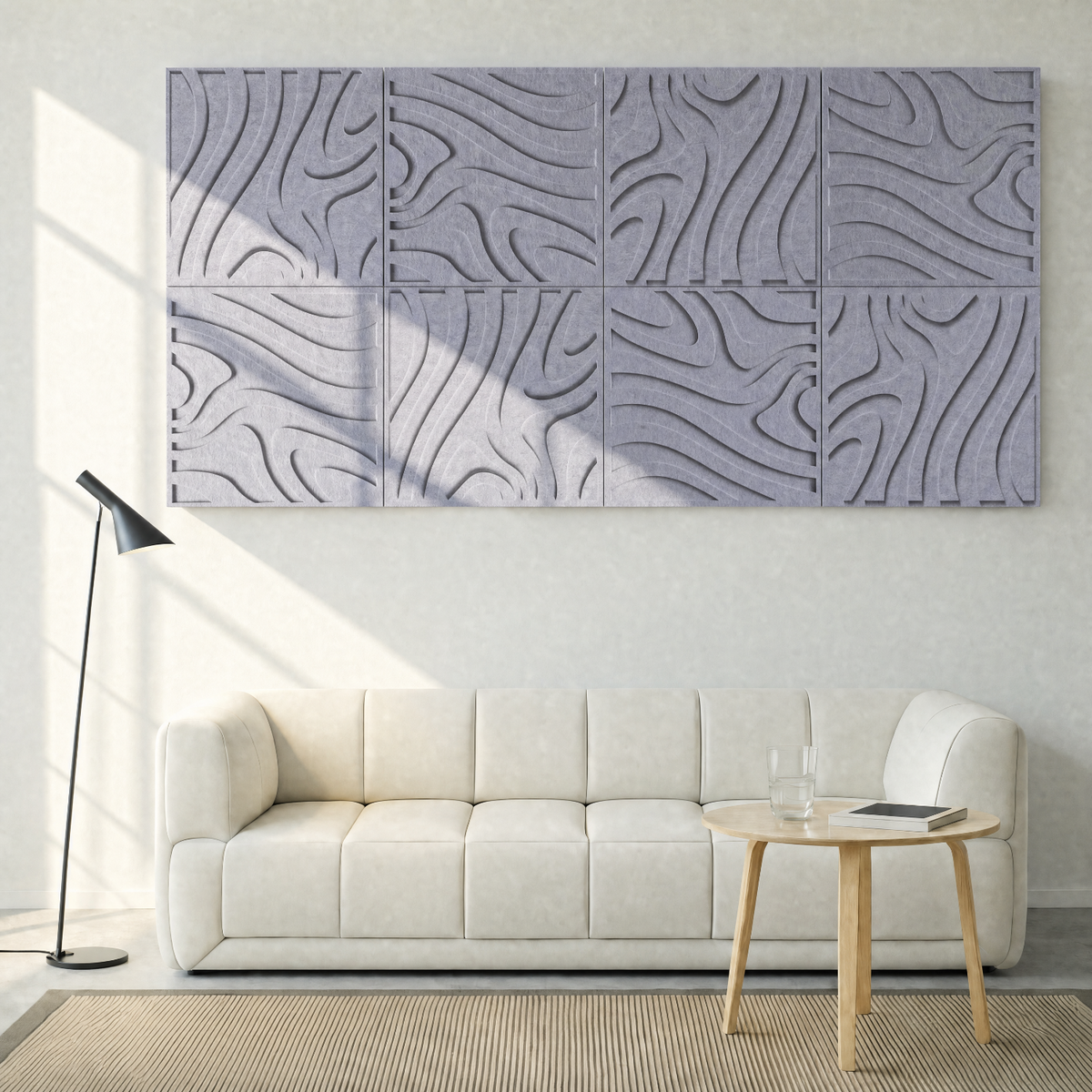 Swirl Tile | color: Stone Grey; Frame style: set of 8