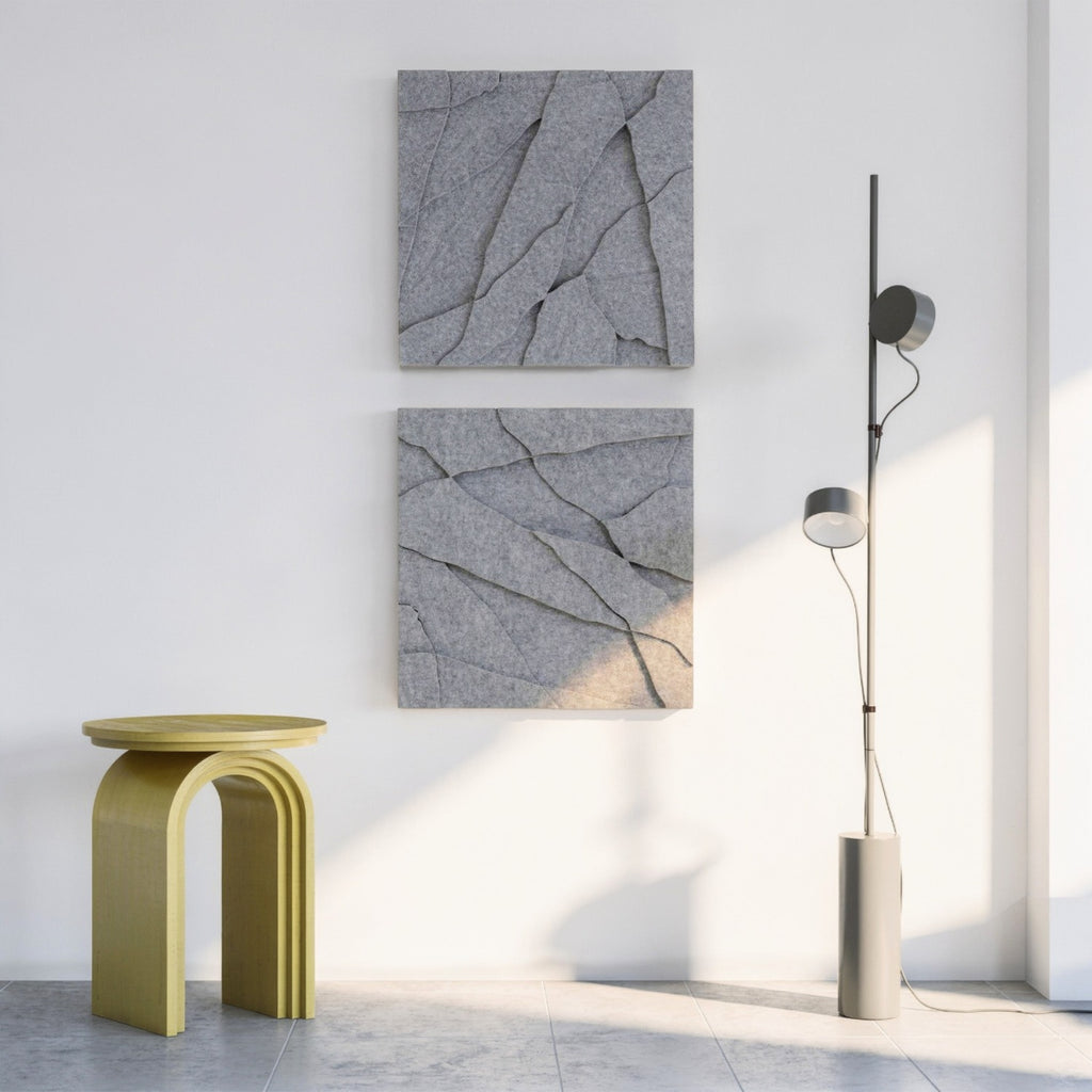 Rock Tile | color: Stone Grey; Frame Style: set of 2