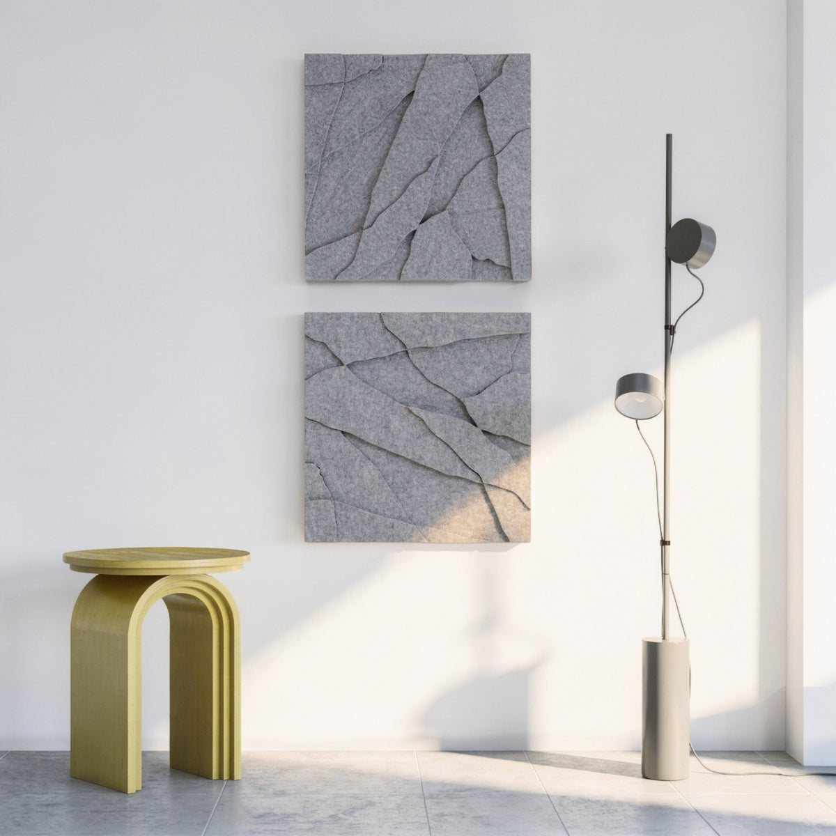 Rock Tile | color: Stone Grey; Frame Style: set of 2