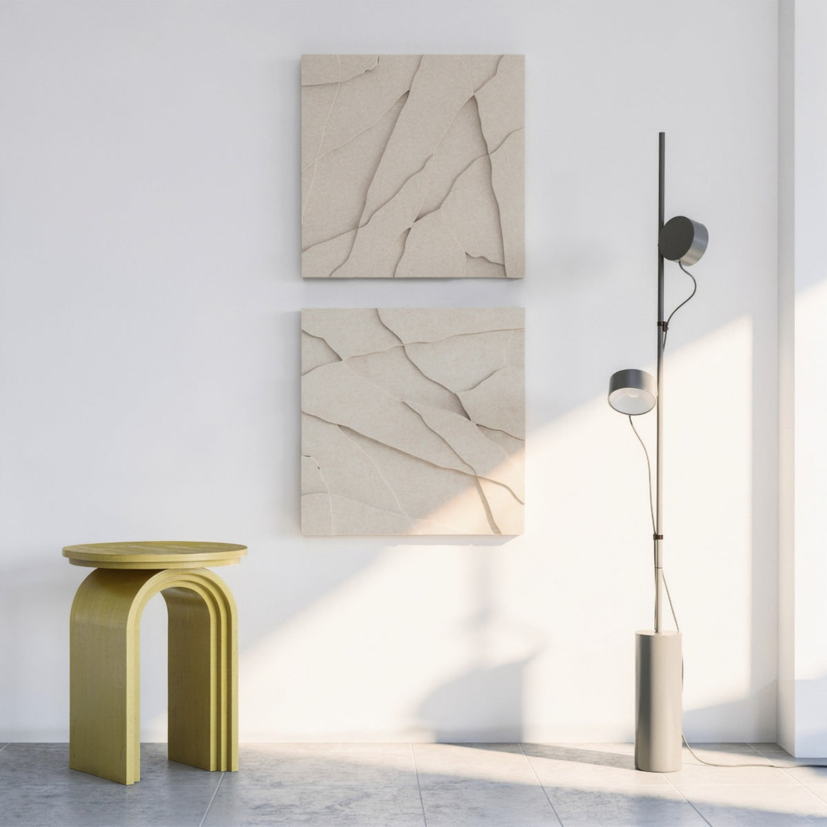 Rock Tile | color: Ivory White; Frame Style: set of 2