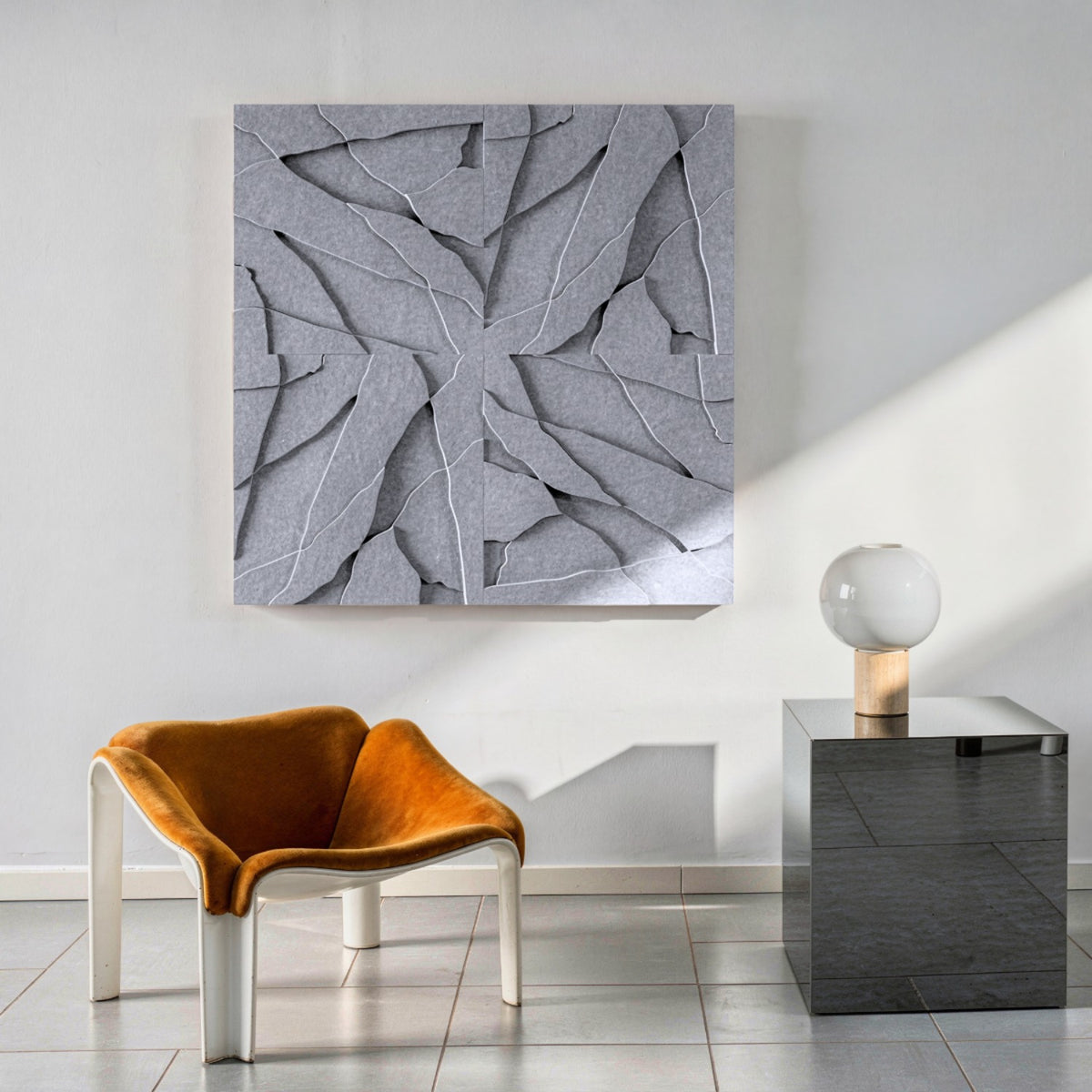 Rock Tile | color: Stone Grey; Frame Style: set of 4
