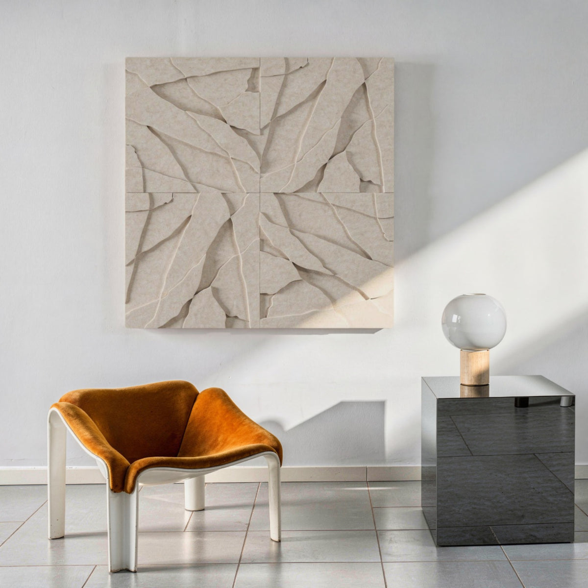 Rock Tile | color: Ivory White; Frame Style: set of 4