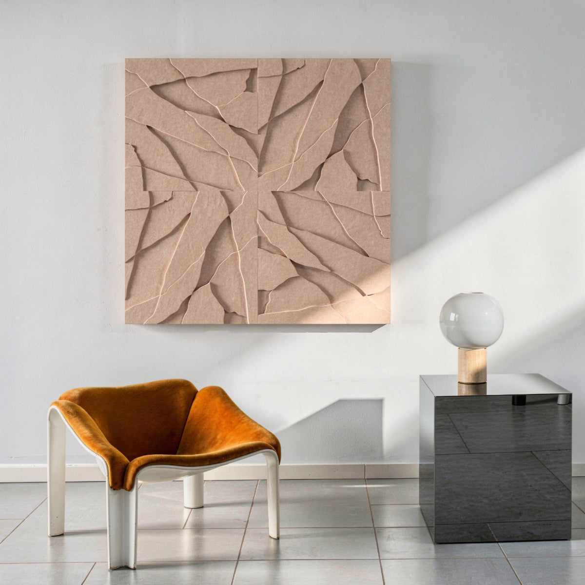Rock Tile | color: Sahara Beige; Frame Style: set of 4