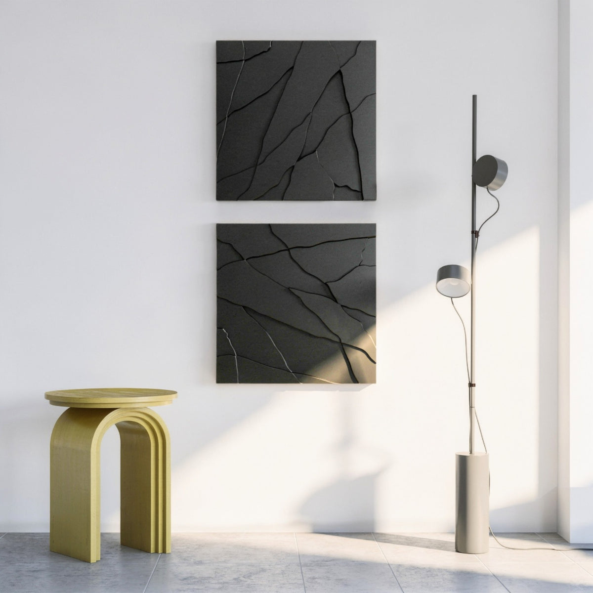 Rock Tile | color: Midnight Black; Frame Style: set of 2