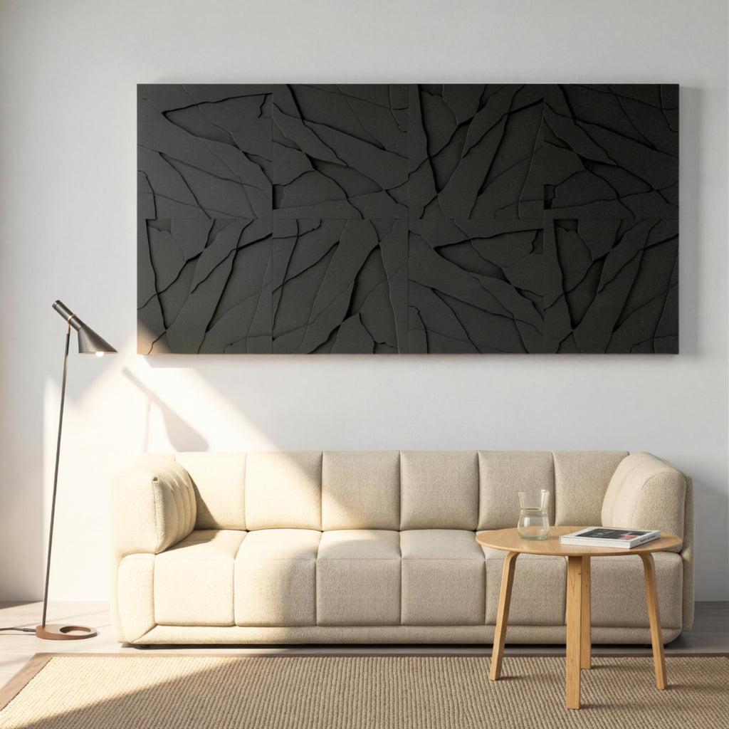 Rock Tile | color: Midnight Black; Frame Style: set of 8