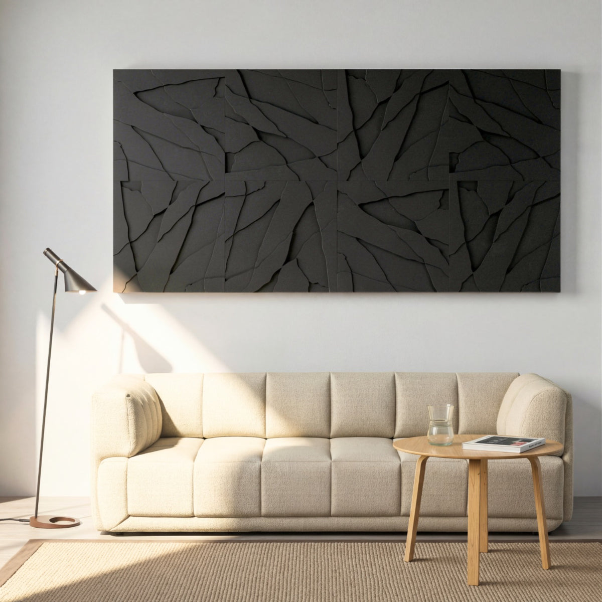 Rock Tile | color: Midnight Black; Frame Style: set of 8